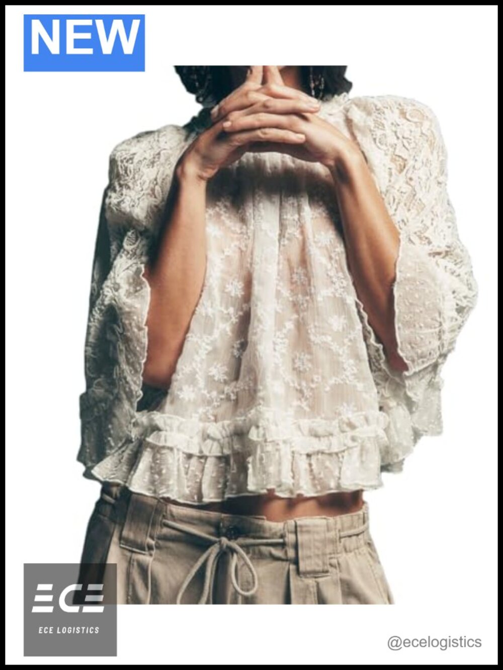 Women Sheer Mesh Bell Sleeve Tunic Poncho Blouse Ruffle Beach Cover Up